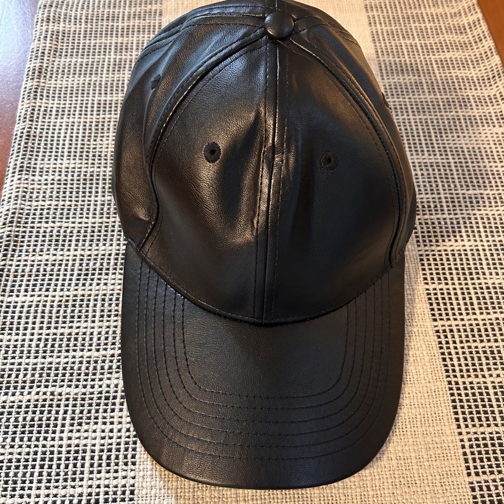 🎃 Black Faux Leather Baseball Cap